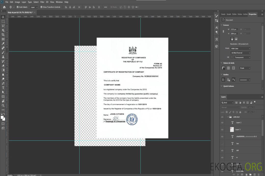 Fidji Certificat d'enregistrement template Fidji Certificat d'enregistrement template